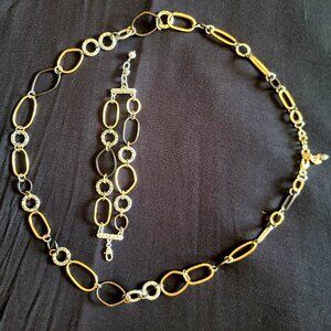Brighton Mixed Metal Link Necklace & Bracelet Set – 38” Necklace & 9” Bracelet